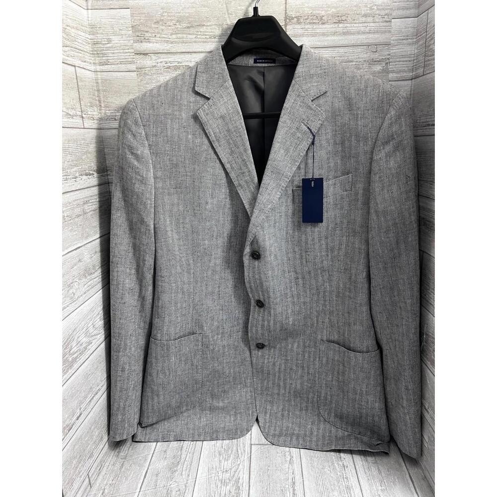 Stafford Classic Fit Stretch Comfort Gray Linen Cotton Blazer 50 Regular NWT